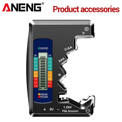 ANENG BT1688 Universal Card Battery Tester D C AA AAA N Battery Test Intuitive Detector Portable  9V 1.55V Button Cell Tools
