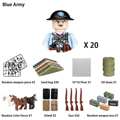 WWII Infantry Military Soldier War National Army Mini Gun armament Models Building Blocks Building Blocks Toys for Kids