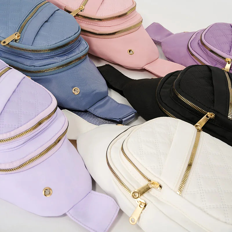 Leisure Quilted Crossbody Bag for Women Chest Bag with Earphone Hole Outdoor Hiking Sling Bag Suitable for Daily Use, Travel