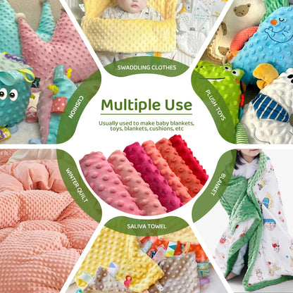 Minky Dot Fabric For Baby Comfort Blankets 1mm Pile Length Polyester Single Sided Swaddle Baby Crying Comfort Plush Fabric