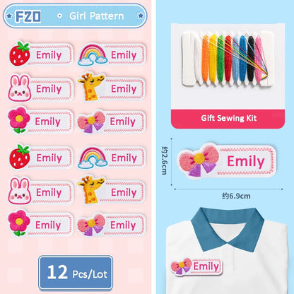 Customized Name Embroidery Stickers Sewing Tag For Kids Children Cloth Schoolbag Towel Washable Name Label