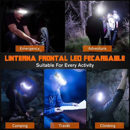 1500LM High Power LED Headlamp COB Head Flashlight With 7500Mah Built-in Battery USB Rechargeable Fishing Camping Lantern Torch