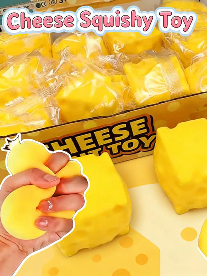 Novelty Cheese Shaped Squeeze Toy Soft Quick Rebound Sensory Gadget Stress Relief Desktop Ornament for Holiday Home Decor