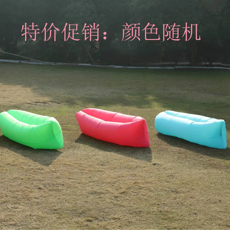 Pillow style inflatable sofa, outdoor portable lazy air sofa, foldable inflatable bed, sleeping bag