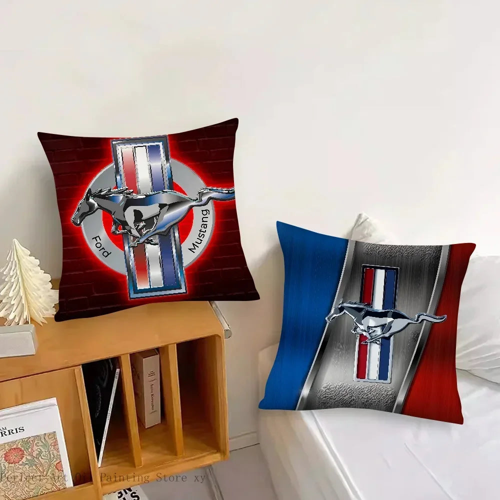 1pc Car Fashion F-Ford M-MustangS Logo  Pillow Bedroom Sofa Leisure Comfort Cushion Car Living Room Home Decoration