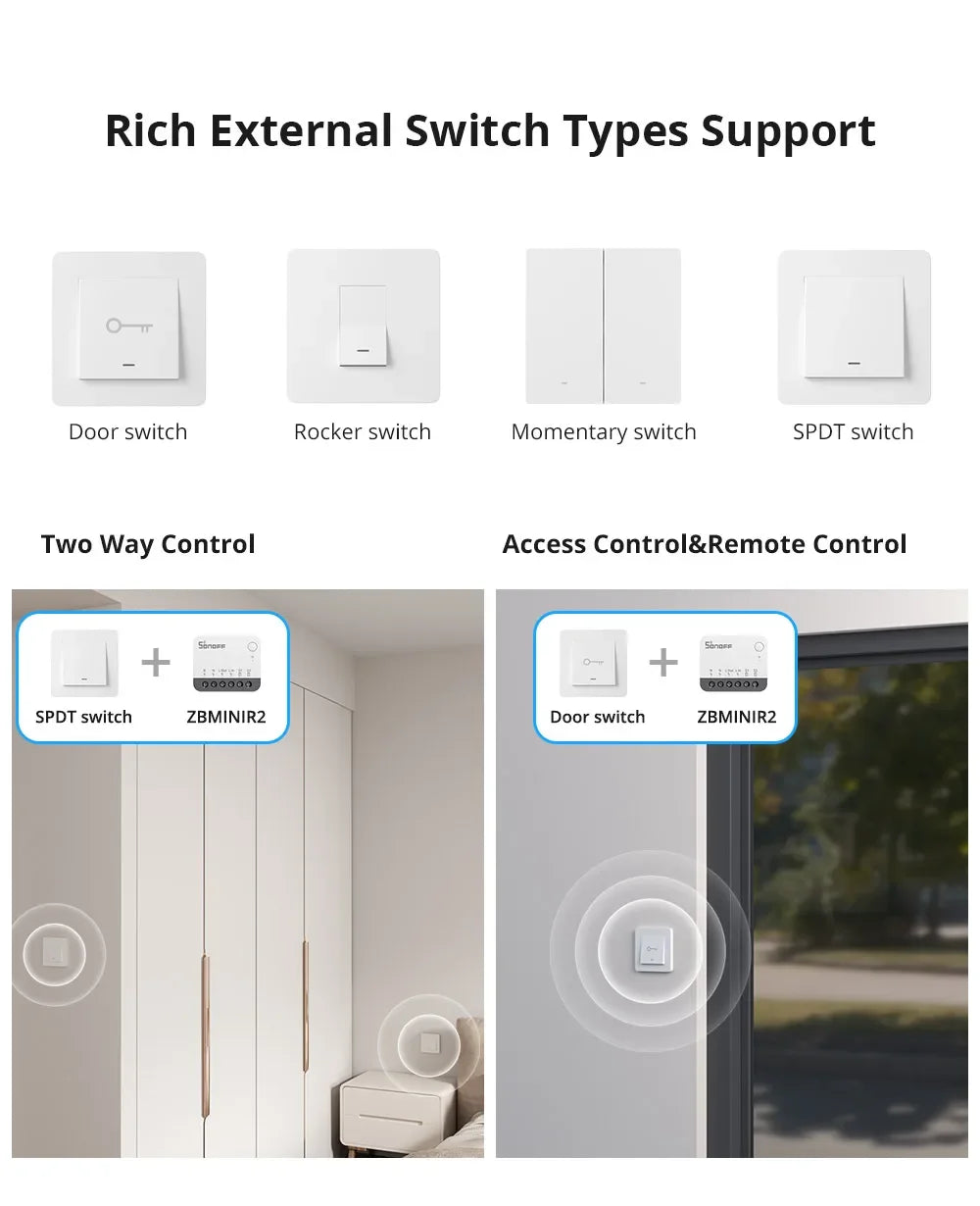 SONOFF ZBMINIR2 Extreme Zigbee Smart Switch 1-10PCS Detach Relay Remote Group Control via eWeLink Support Zigbee 3.0 Gateway