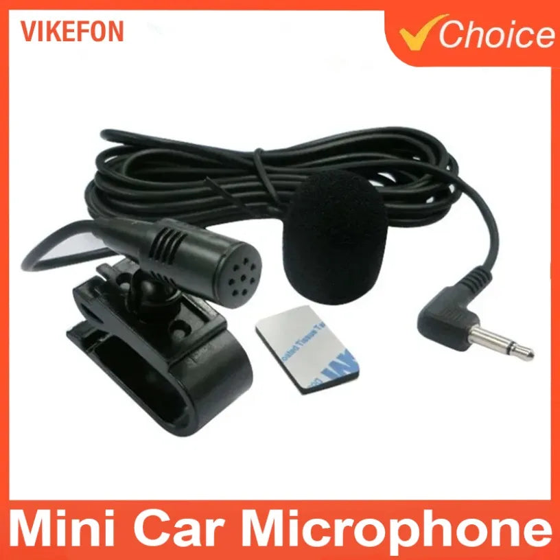 Car Self-Adhesive Type Clip 3.5mm Mini Wired External Microphone For Auto DVD Radio 2m Long Car Radio Wired External Microphone
