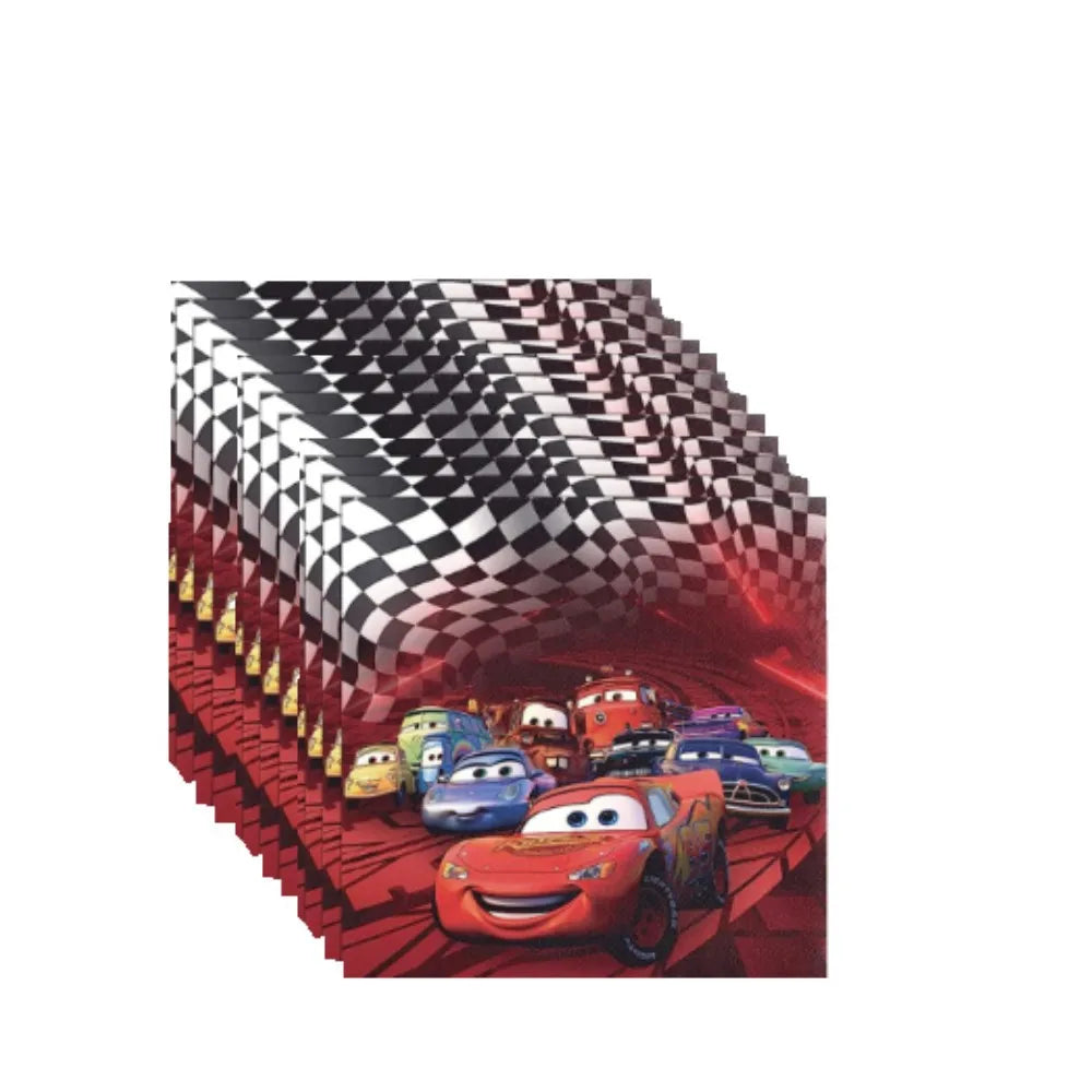 Cars Lightning McQueen Birthday Tableware Set Paper Cups Plates Tablecloth Napkins Banner Gift Bags Festive Event Essentials