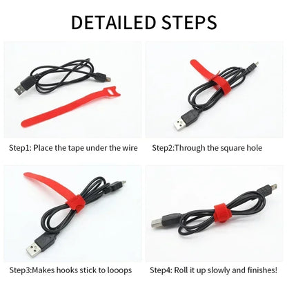Releasable Cable Tie 150 200 250 300mm Plastics Fastening Reusable Ties Straps Nylon Wrap Zip Bundle Bandage Cable Organiser