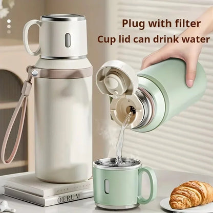 Portable Handheld Thermos Cup 600ml 24H Insulation Stainless Steel Bottle for Outdoor Sports