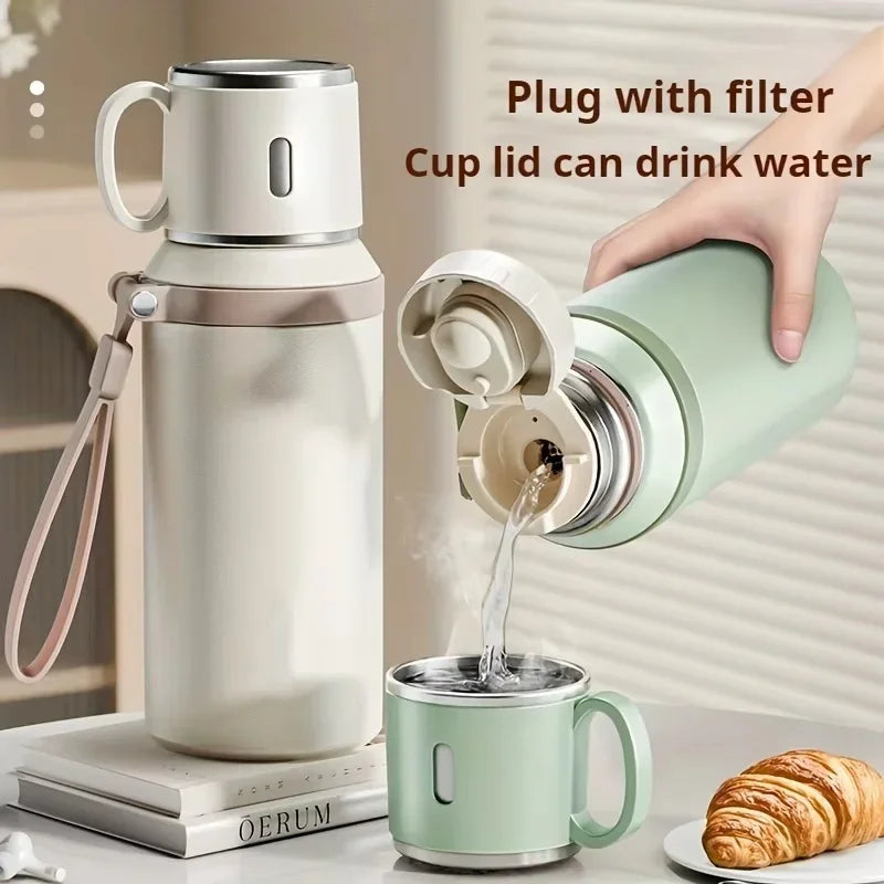 Portable Handheld Thermos Cup 600ml 24H Insulation Stainless Steel Bottle for Outdoor Sports
