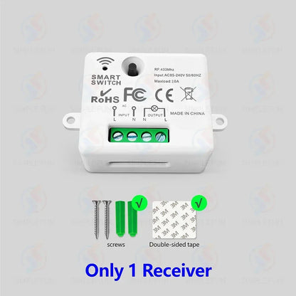 Mini 433MHz Smart Light Switch,50m Self Powered Wireless Wall Switch No Need Battery,110V 220V Mini RF Module,for Home Appliance