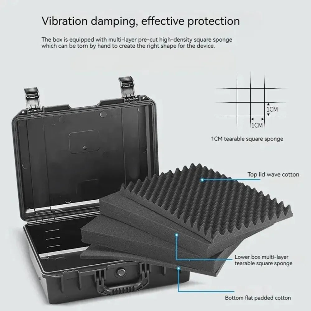 Waterproof Hard Carry Case Bag Toolbox With Pre-cut Sponge Storage Box Safety Protector Organizer Hardware Box Impact Resistant