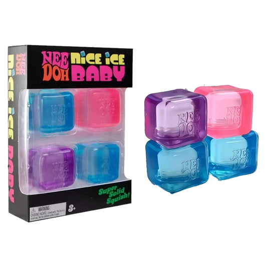 Needoh Teenie Nice Ice Cube Fidget Toys Mini4 Pack Set Slow Rebound Squishy Toys Stress Reliever Fidget for Party Favors Gifts@