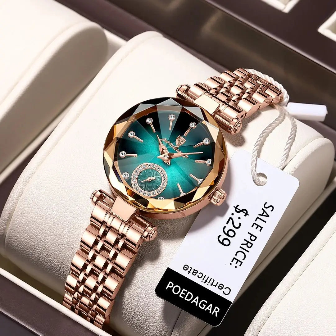 POEDAGAR Elegant Ladies Wristwatch Waterproof Stainless Steel Luxury Watch for Woman High Quality Fashion Women's Quartz Watches