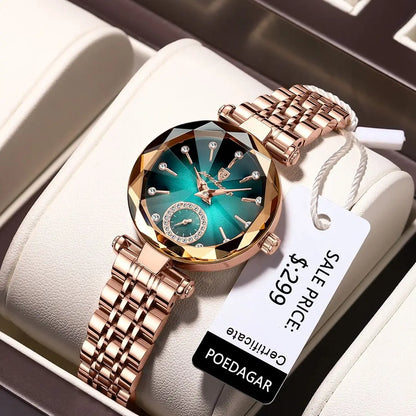 POEDAGAR Elegant Ladies Wristwatch Waterproof Stainless Steel Luxury Watch for Woman High Quality Fashion Women's Quartz Watches