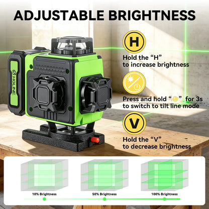 HGLINE 16 Lines Laser Level APP Remote Control Horizontal Vertical Levels Machine Power Display Laser Leveling With 100cm Tripod