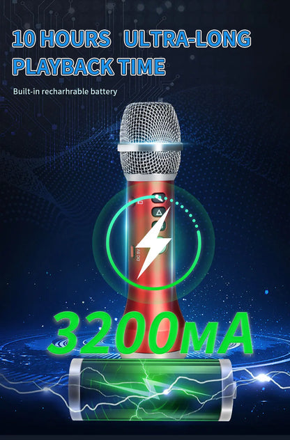 20W/Pc Bluetooth Speaker 1Pc of TWS Portable Karaoke Microphone For Kids & Adults Gift Wireless 10H Battery Handheld AUX Mic