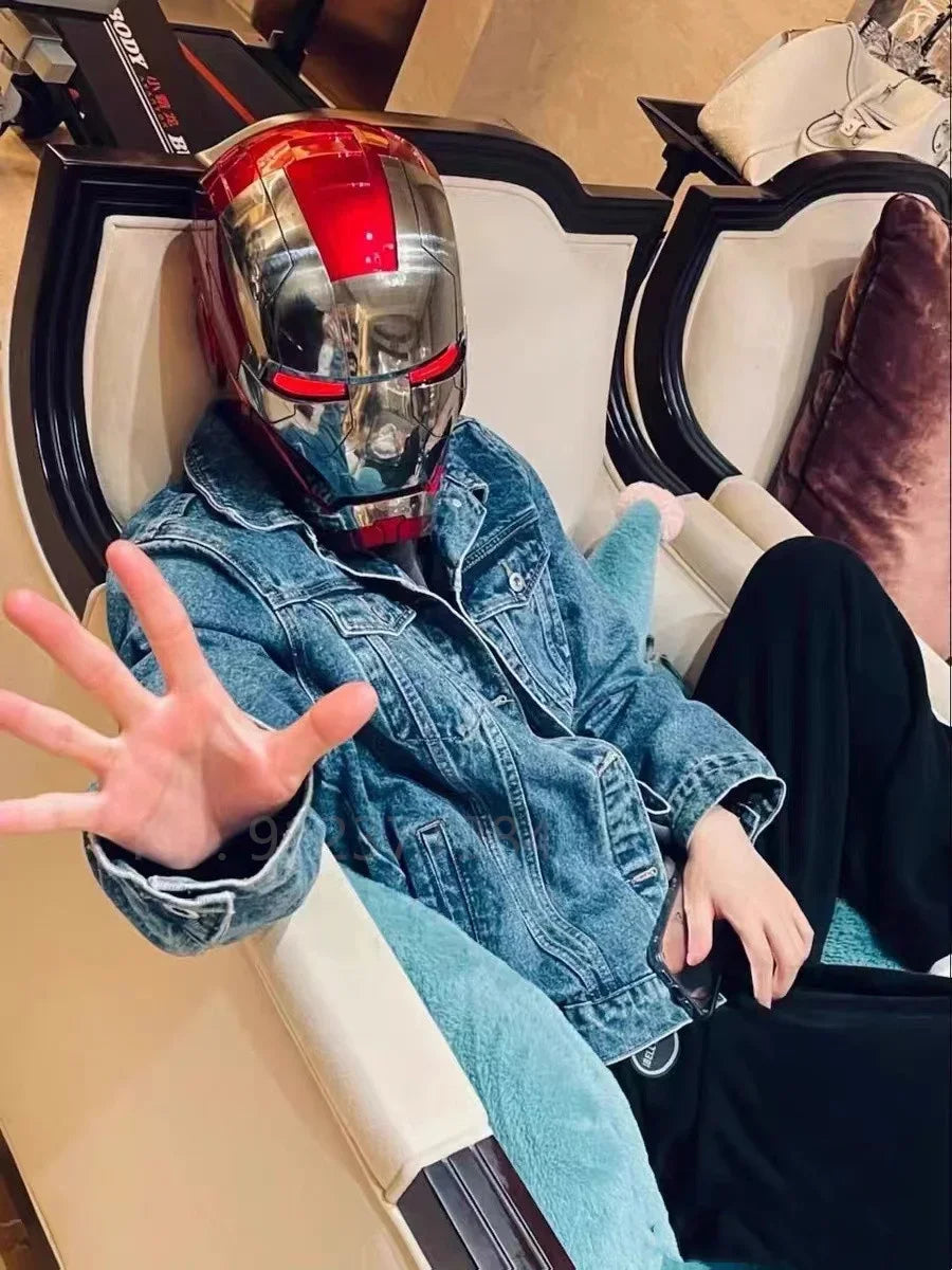 New AutoKing 1/1 Mk5 Iron Man Helmet Cosplay Voice Control Eyes with Light Model Toys for Adult Electric Wearable Christmas Gift