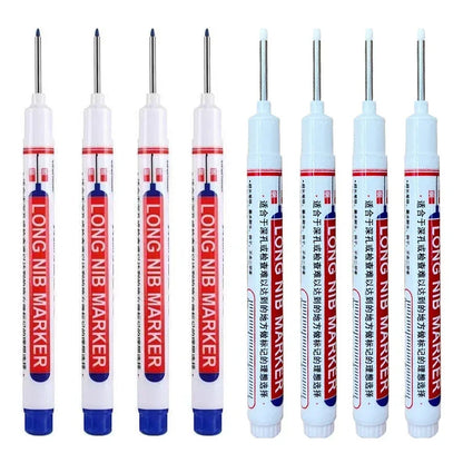 8Pcs/Set 20mm Deep Hole Long Nib Head Markers For Metal Perforating Pen Waterproof Bathroom Woodworking Decoration Multi-Purpose