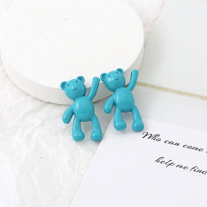 10PCS/lot DIY Cute Cartoon Teddy Bear Pendant Jewelry Accessories Wholesale Alloy Spray Paint Simple Multicolor Jewelry Material
