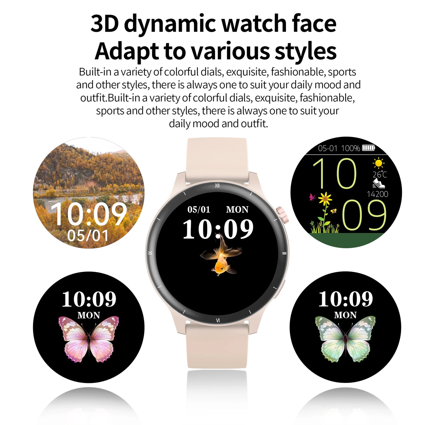 Inteligentny zegarek LIGE dla kobiet i mężczyzn, z połączeniami Bluetooth, sportowa bransoletka fitness, zdrowie kobiet, dynamiczna tarcza 3D, smartwatch damski, nowość 2026