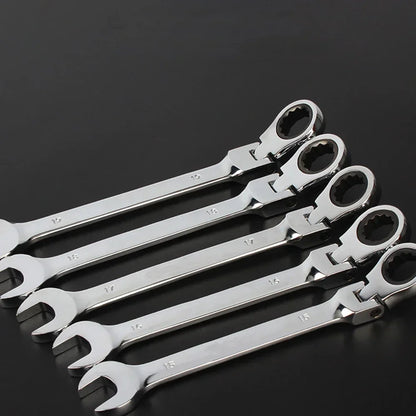 Flex-Head Ratcheting Combination Wrench Set SAE 1/4''-13/16'' Premium 72-Teeth Gear Chrome Organizer Auto Repair Tool