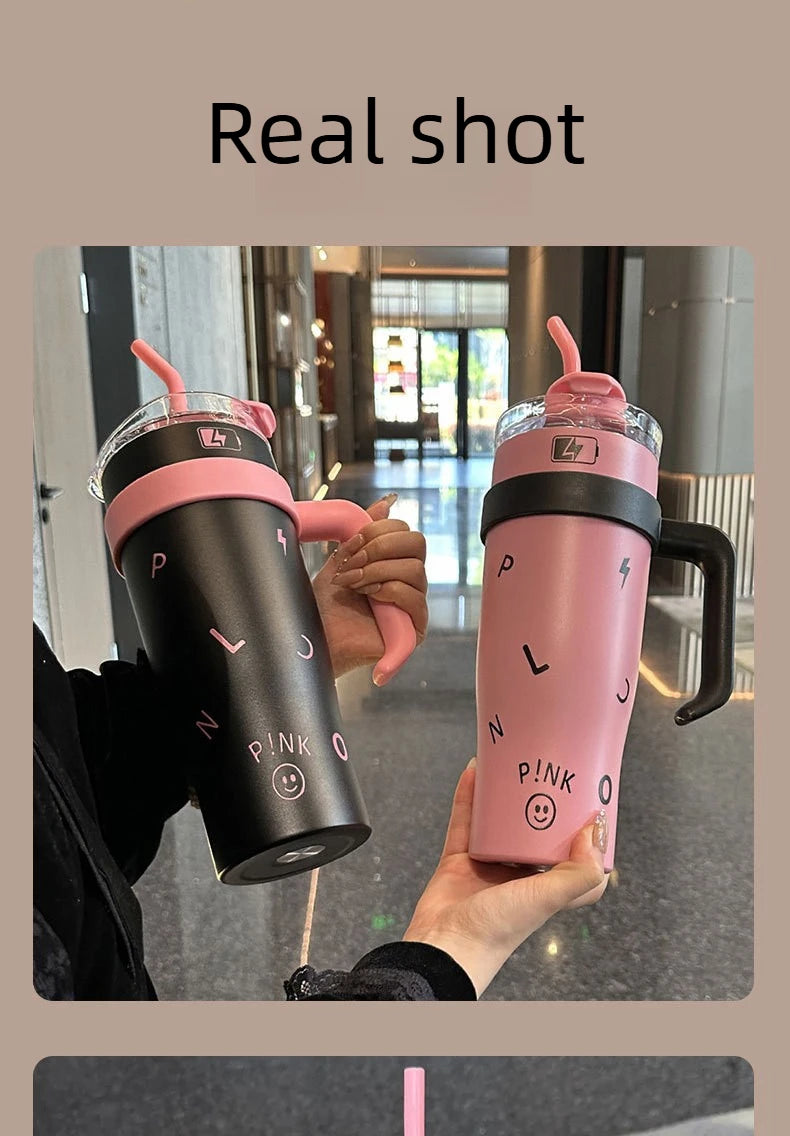 Stylish High Capacity Insulated Stainless Steel Water Bottle with Straw for Women Outdoor Sports Cup