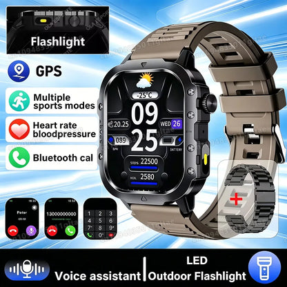 Outdoor Military Smartwatches Bluetooth Call Men 2.01" Blood Oxygen Monitor 5ATM Waterproof GPS Tracking Sports Smart Watch HW12