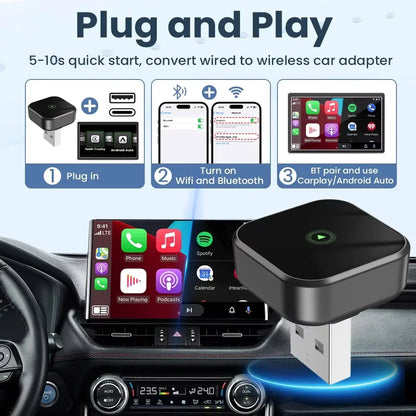 CarRocket 2in1 Wireless CarPlay Dongle Android Auto Adapter AI Smart Box Car Intelligent Systems for Car with Wired CarPlay
