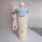 Cute Cat Thermal Water Bottle With Straw Bow Sticker Stainless Steel Thermos For Hot Cold Water Coffee Tea Thermal Cup 600ml