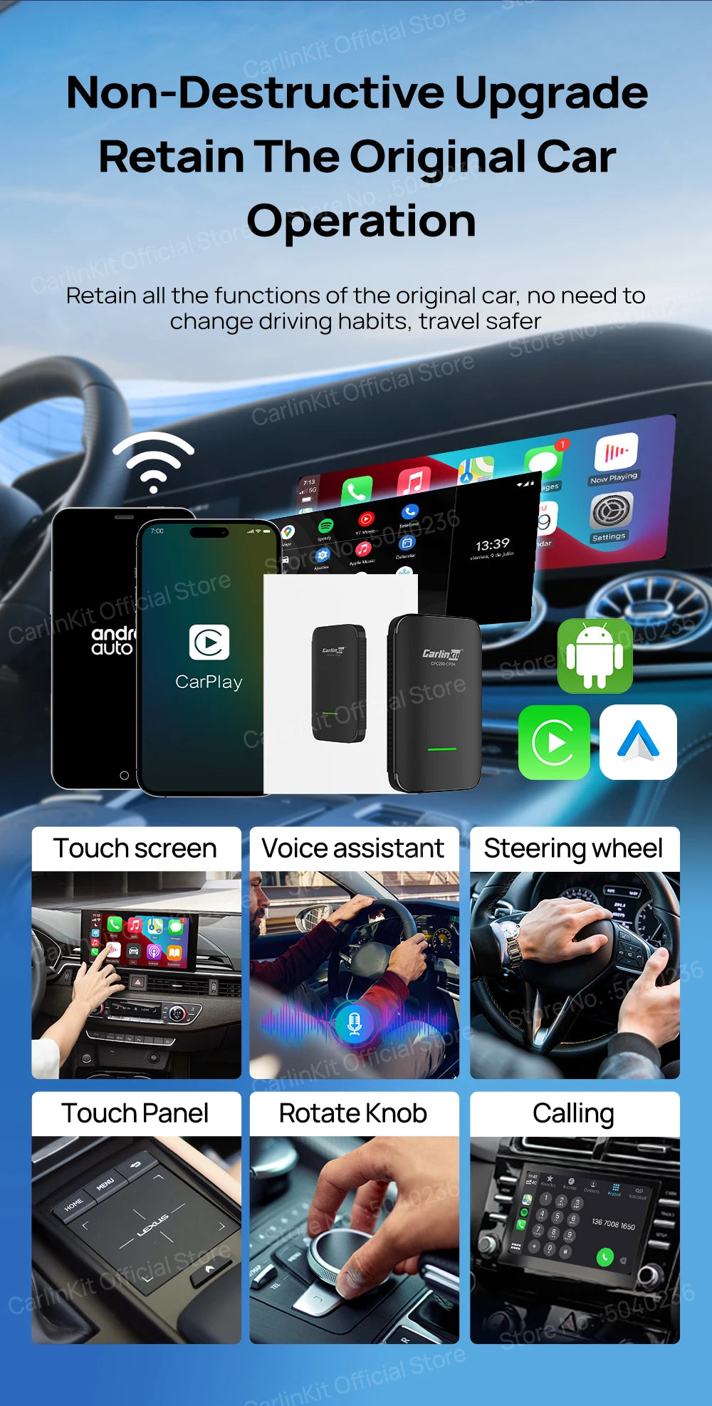 CarlinKit 4.0 CP2A Pro 3-In-1 Android TV Box CarPlay Ai Box Support Netflix YouTube Wireless CarPlay &Android Auto Smart Car Box