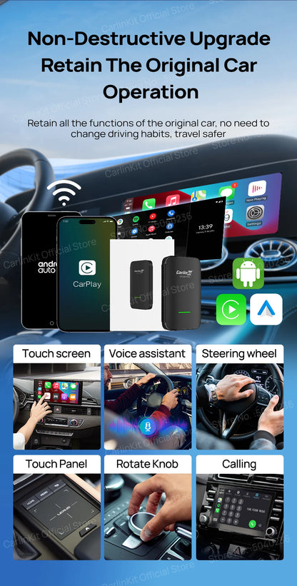 CarlinKit 4.0 CP2A Pro 3-In-1 Android TV Box CarPlay Ai Box Support Netflix YouTube Wireless CarPlay &Android Auto Smart Car Box