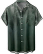 Summer Men's Gradient Sketch Coconut Tree 3D Printed Shirt, Vintage Hawaiian Tropical Quick Drying Loose Shirt