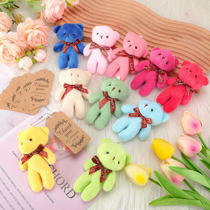 18-90Pcs Mini Teddy Bear Toy Plush Stuffed Bear Doll for Keychain Craft DIY Accessory Birthday Gifts Party Favors Supplies 4.7in