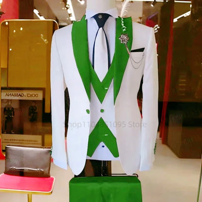 Fashion Style Wedding/Business Men's 3 Pieces Suits Slim Fit Formal Groomsmen Tuxedos Men Suits Jacket+Vest+Trousers for Party