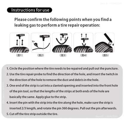 ZFOUEK Auto Tire Repair Kit Puncture Plug Tools Tyre Puncture Emergency for Universal Tire Strips Stiring Glue Repair Tool