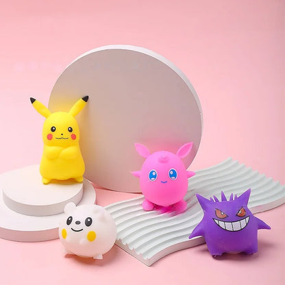 Soft Pikachu Gengar Jigglypuff Slow Rebound Stress Relief Toy Cute Kawaii Squeezing Doll Adult Stress Relief Gift