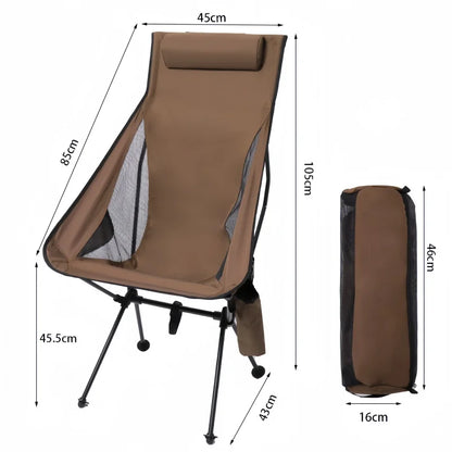 Portable Folding Moon Chair Outdoor Camping Aluminum Alloy Fishing Chair Beach Picnic Cup Bag Ultralight Folding Travel Chair