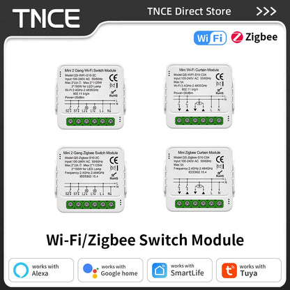 TNCE TUYA WIFI/Zigbee Switch Light Curtain Dimmer Smart DIY MINI Module, 2-way Control Breaker, Voice with Alexa Google Home