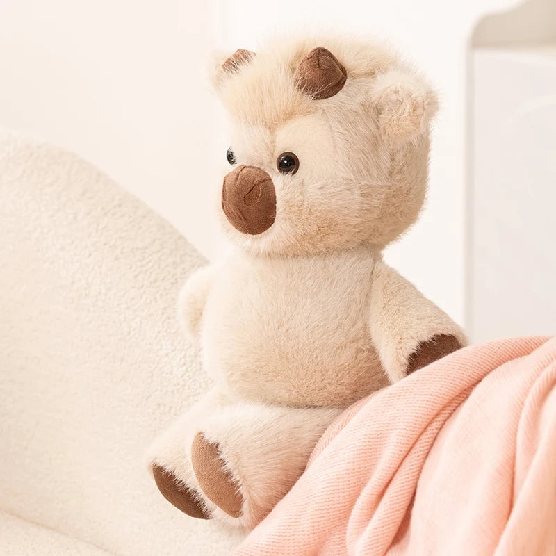 Urocza pluszowa zabawka szkocka krowa 45cm – przytulanka biegnąca krowa wykonana z najwyższej jakości miękkiej tkaniny, kojący towarzysz