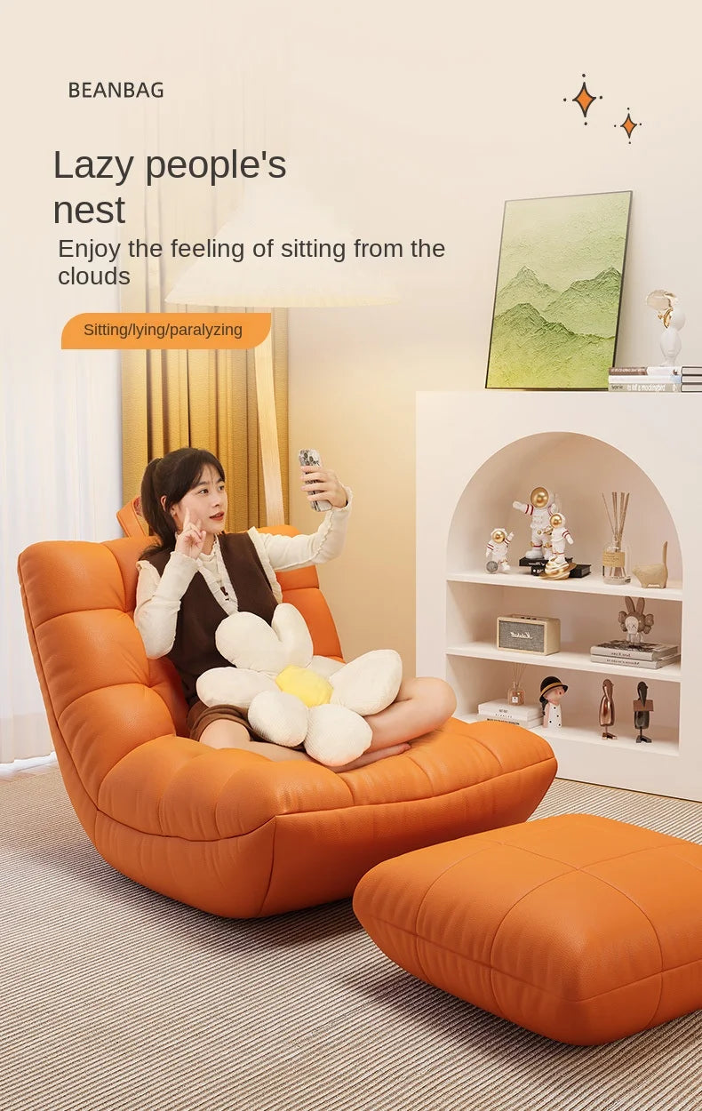 Modern Lazy Sofa Single Sofa Chair Convertible Leisure Bed Small House Living Room Balcony Comfortable Couch Seat Adult Chair