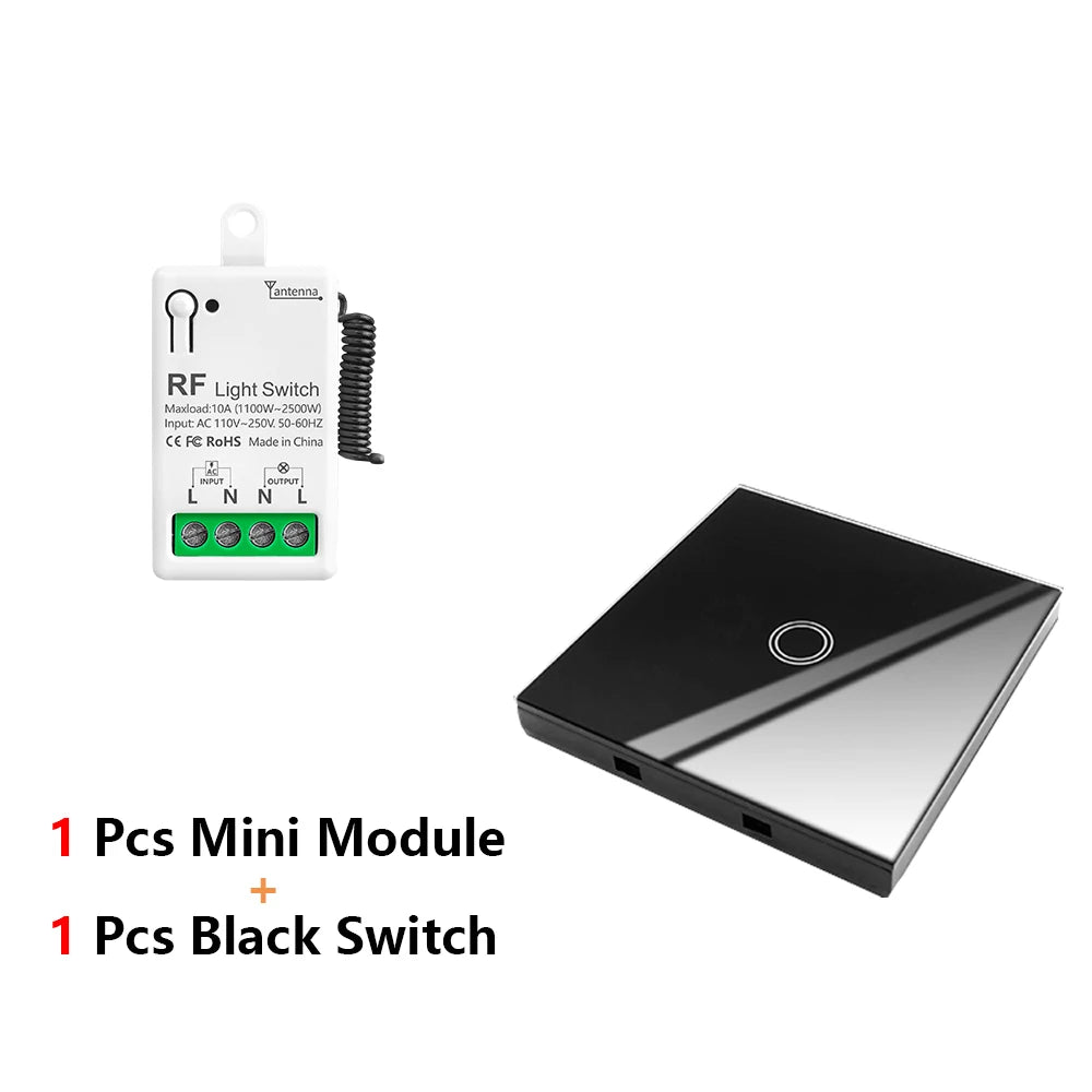 Diese 86 Wireless Touch Light Switch 433MHz Remote Transmitter, AC 110V~250V 10A Relay Receiver Interruptor for home improvement