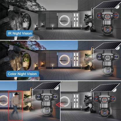 15MP IP Wifi Camera Solar Camera Outdoor 3 Lens 3 Screen 10X Zoom PIR Human Detect Cameras Night Vision CCTV Security Protection