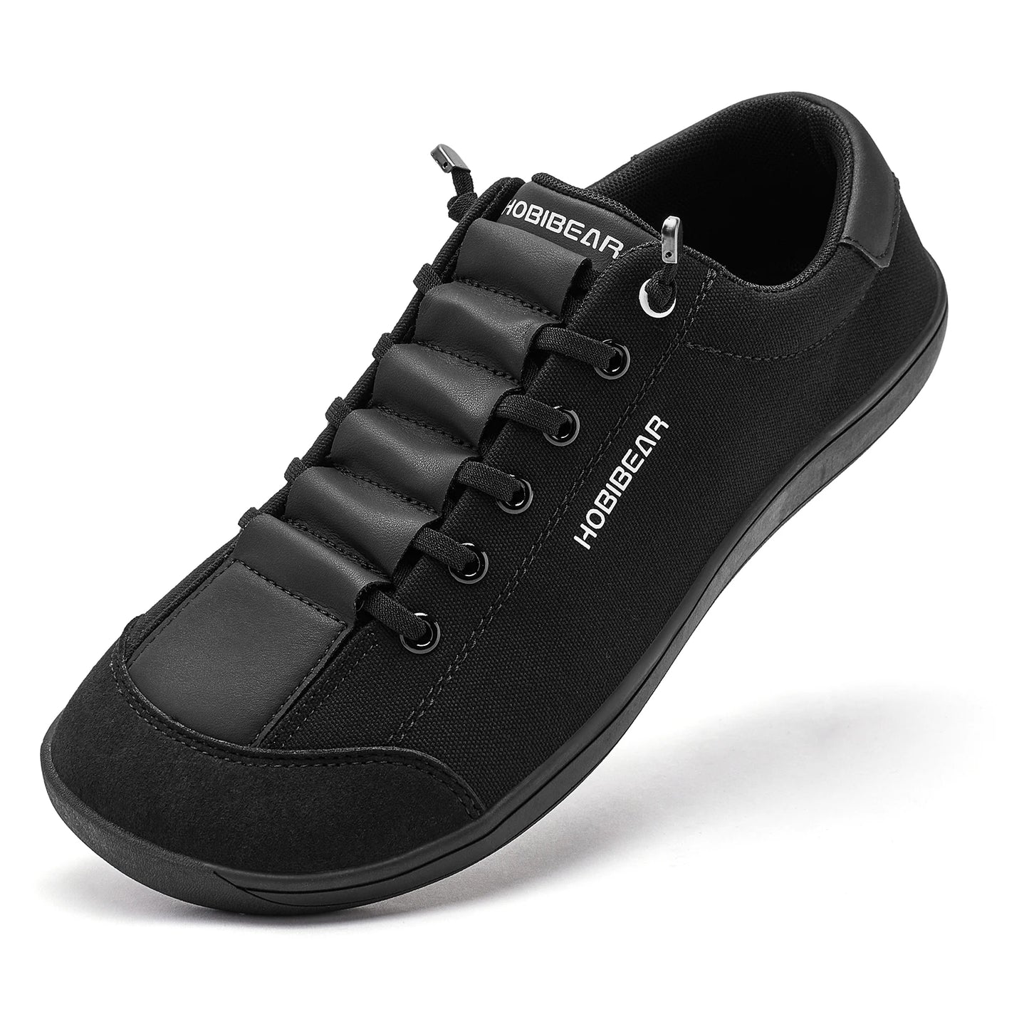 HOBIBEAR Wide Toe Barefoot Shoes for Unisex Minimalist Canvas Sneakers Lightweight Adjustable Slip On Walking Shoes