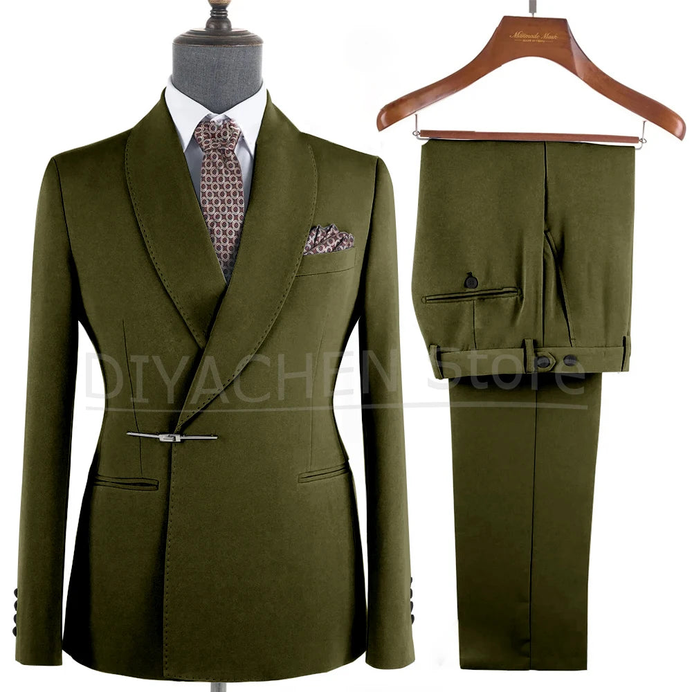 Elegant 2-Piece Men's Suit Slim Fit  Blazer And Pants Set for Wedding Groom Tuxedo Business Party