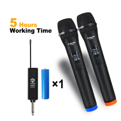 Wireless Microphone G-MARK X120V 2 Channels Handheld Karaoke Mic For Party Meeting Show Home School