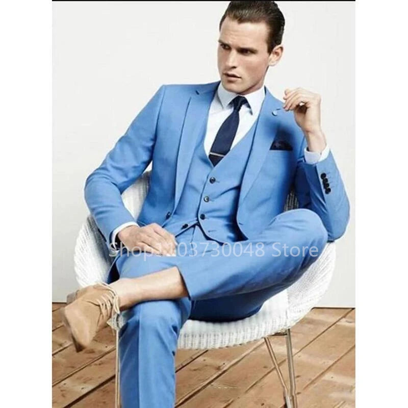 Elegant Pink Men's Suits 3 Piece Notch Lapel Casual Tuxedos for Wedding Groomsmen Suits Business Men Suits(Blazer+Vest+Pant)