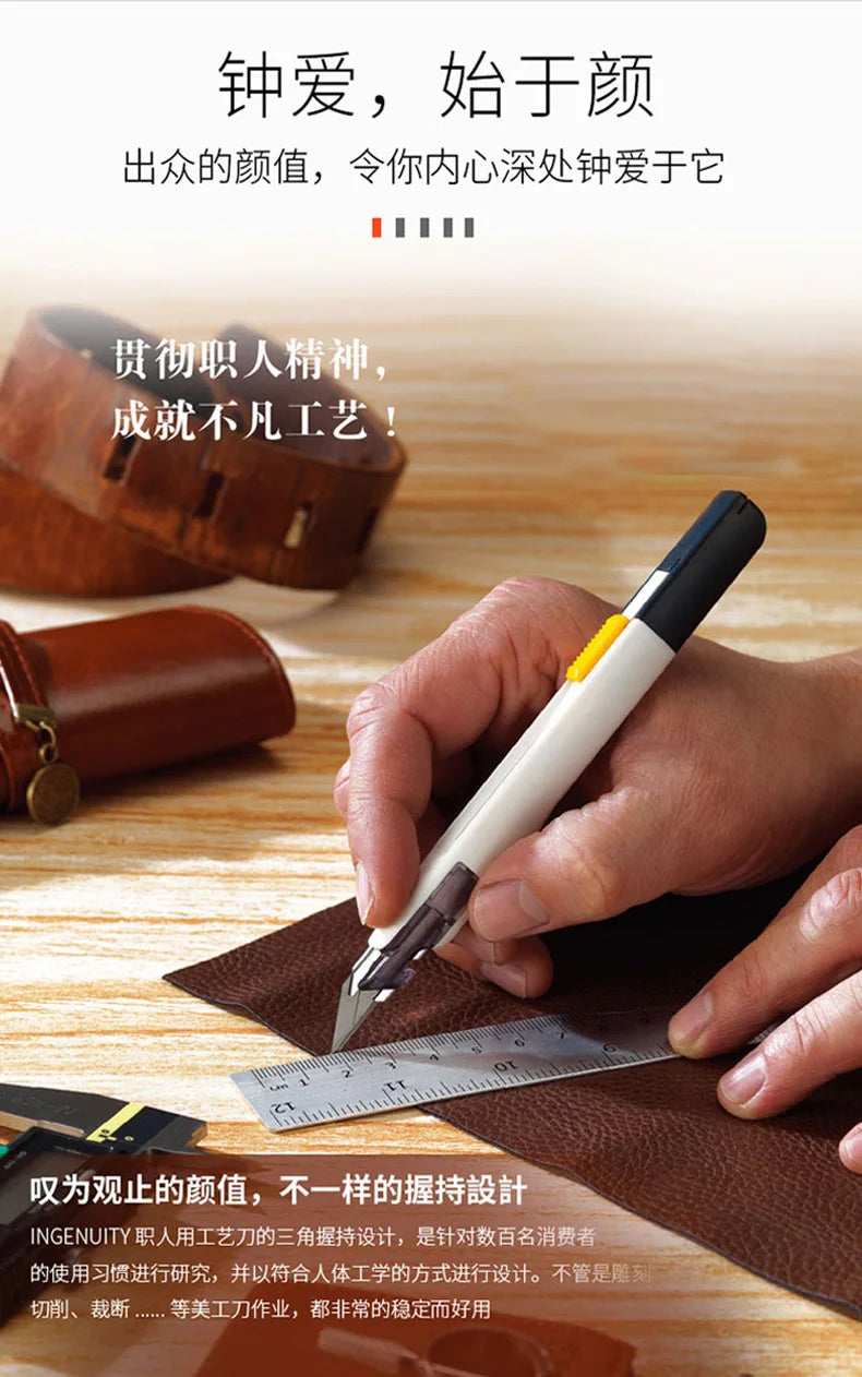 SDI 9mm Anti-Shaking Utility Knife 30-Degree Angle Sharp Black Steel Blades Box Cutter Auto Lock Professional Craft DIY Opener