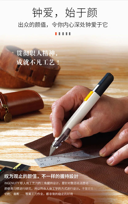 SDI 9mm Anti-Shaking Utility Knife 30-Degree Angle Sharp Black Steel Blades Box Cutter Auto Lock Professional Craft DIY Opener